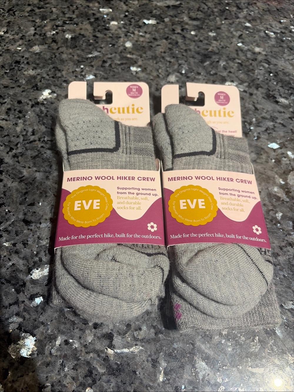 New Tough Cutie Eve Wool Hiker Crew Womens Socks Sz 7-9 Medium Lot Of 2